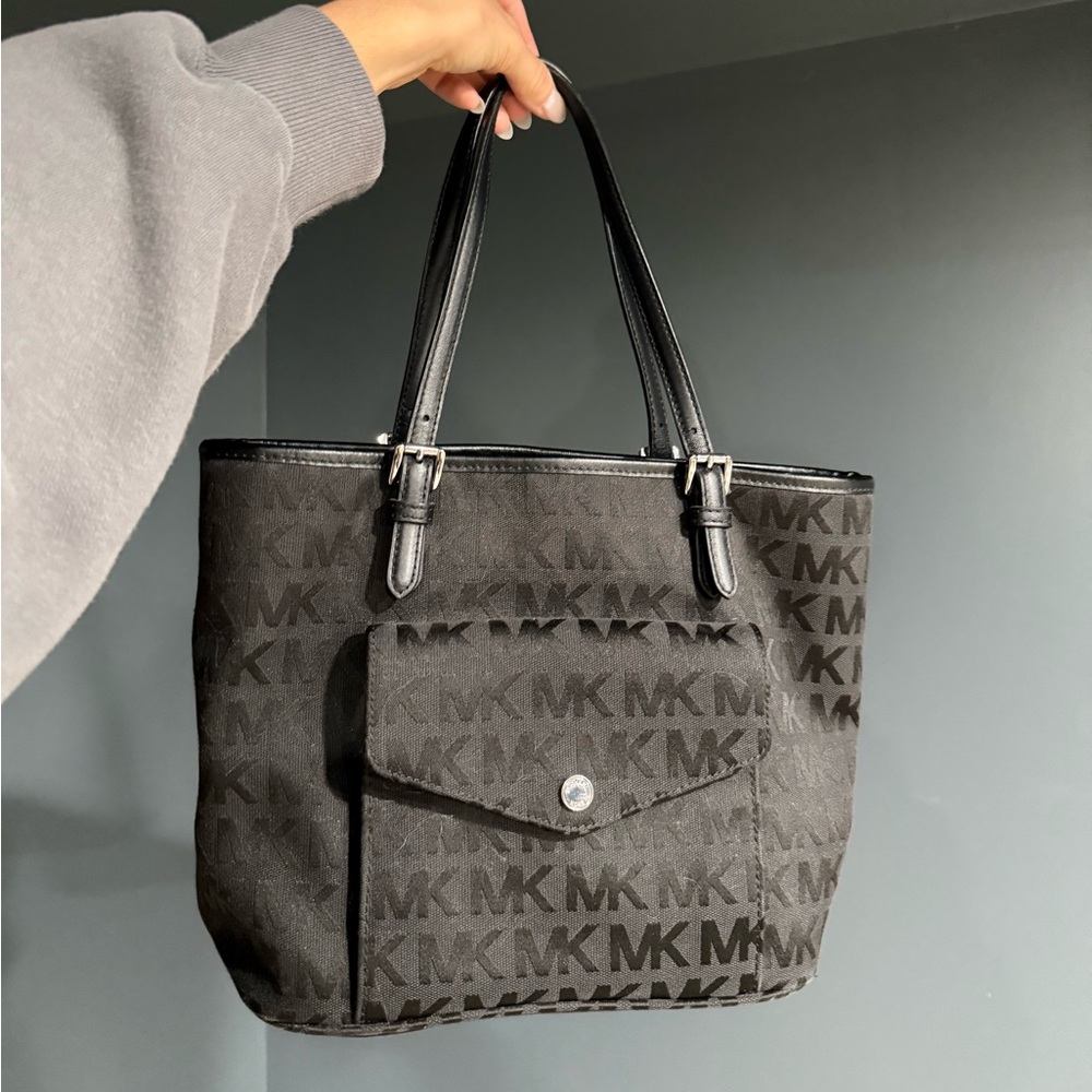 Michael Kors Black MK Logo Tote Bag